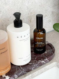 norsu STUDIO Duality Collection Oval Tray in Rosso Levanto marble with burgundy veining