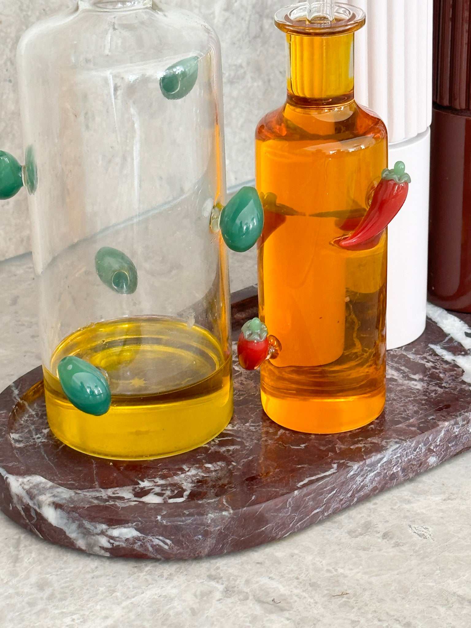 Duality Collection Oval Tray in Rosso Levanto marble with burgundy veining by norsu Studio