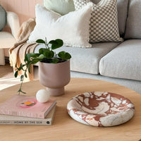 CoTheory Marble Tray Solstice large brown Calacatta on wooden table with modern decor