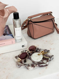 norsu STUDIO Duality Collection Viola marble wavy oval tray with purple veining