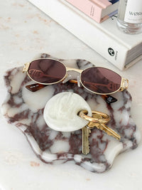 norsu STUDIO Duality Collection Viola marble wavy oval tray with purple veining