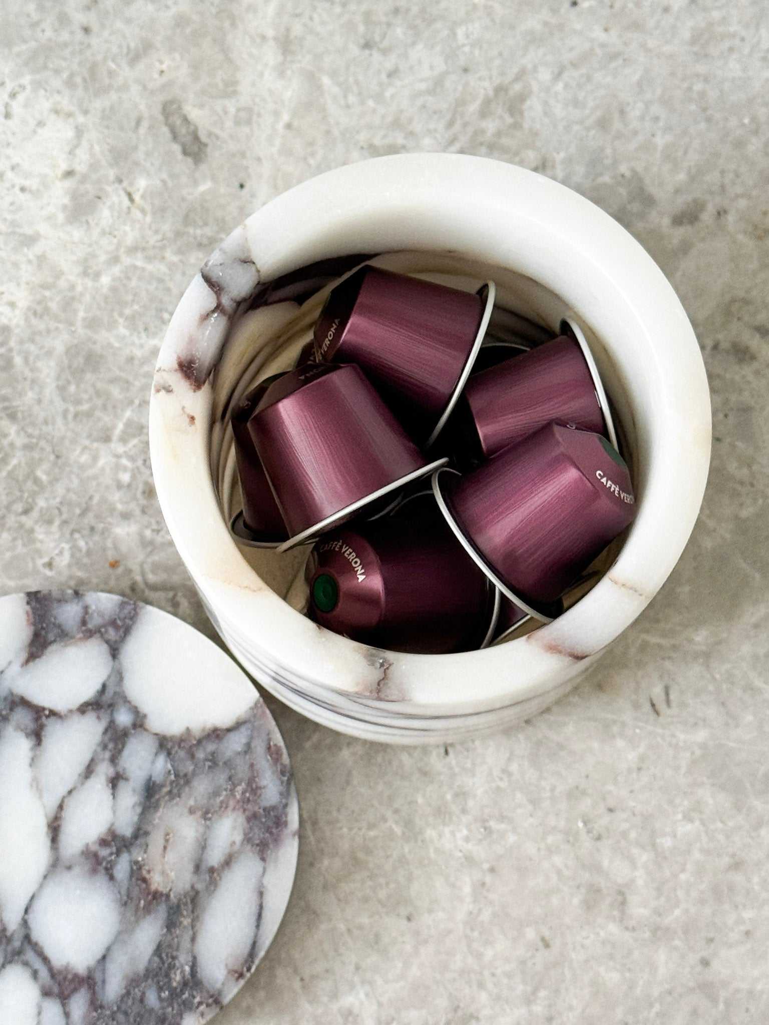 norsu STUDIO Duality Collection Viola Marble Jar with purple veining and polished finish