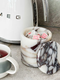 norsu STUDIO Duality Collection Viola Marble Jar with purple veining and polished finish