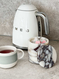 norsu STUDIO Duality Collection Viola Marble Jar with purple veining and polished finish