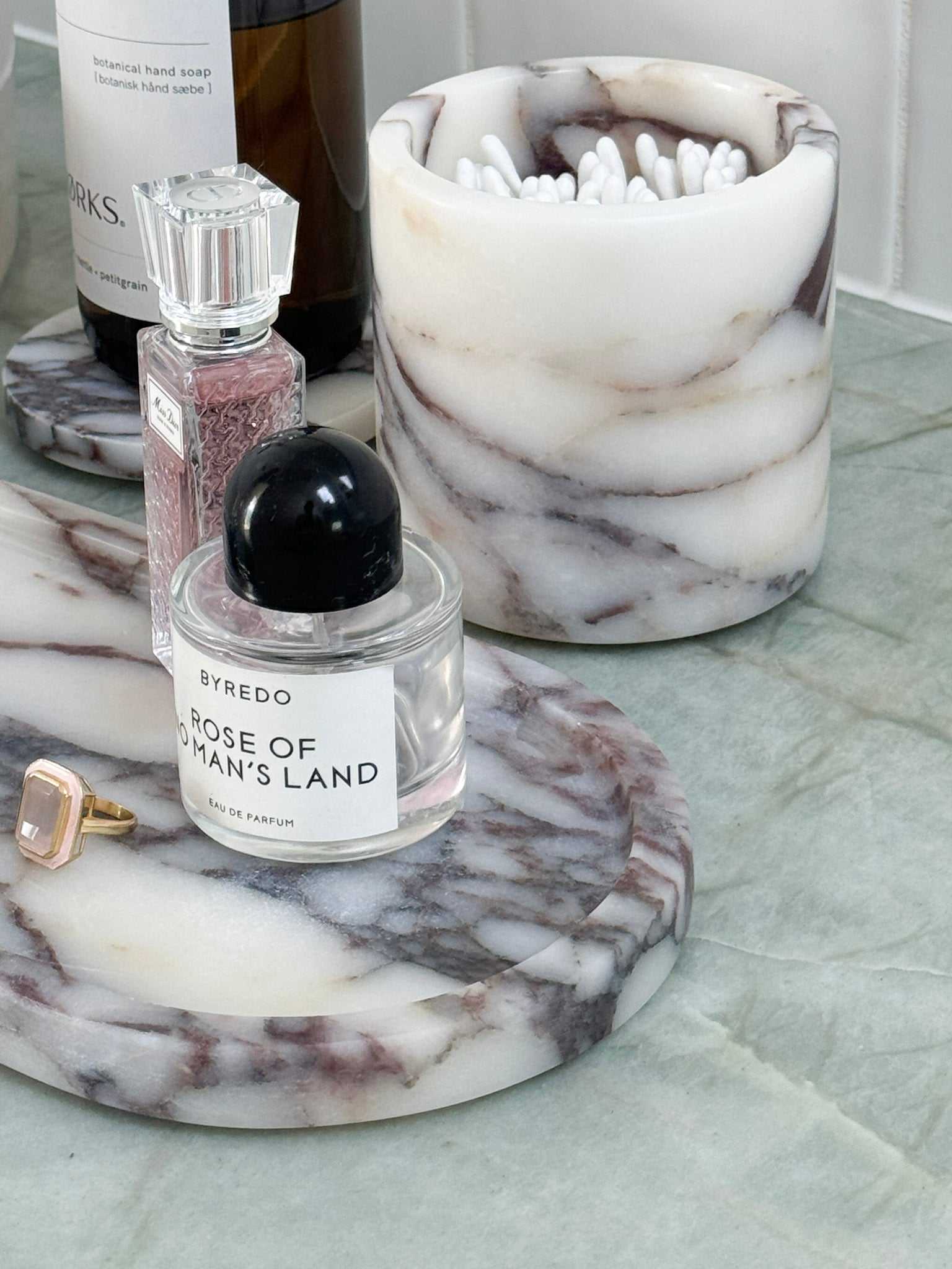 norsu Studio Viola Marble Oval Tray with purple veining, elegant oval shape, polished finish, and durable design for stylish home organization