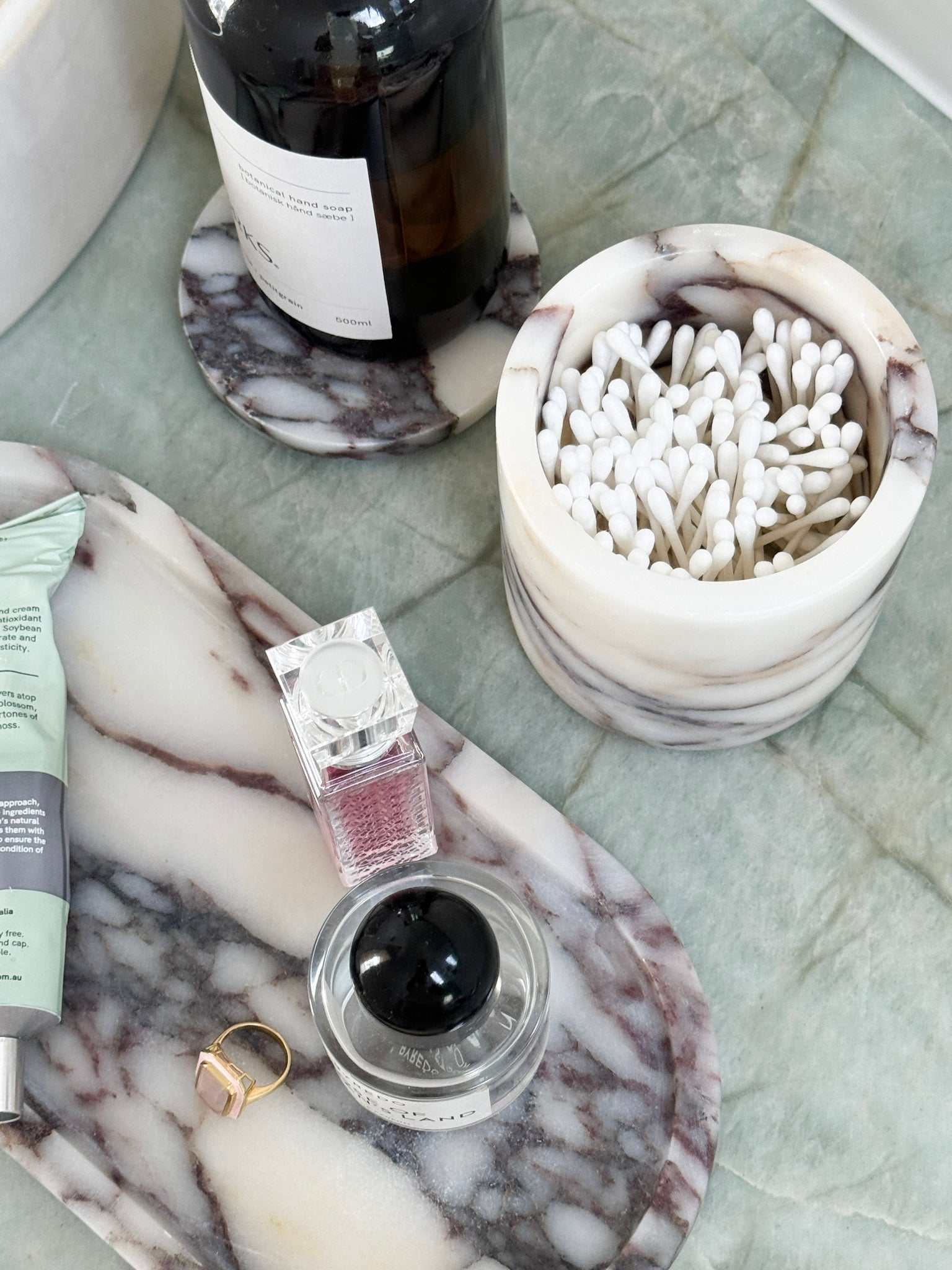 norsu Studio Viola Marble Duality Collection Oval Tray with purple veining and polished finish