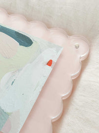 norsu STUDIO scalloped magnetic photo frame in blush with 8x10 inch art print and acrylic finish