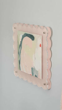 norsu STUDIO scalloped magnetic photo frame with blush background holding 8x10 art print