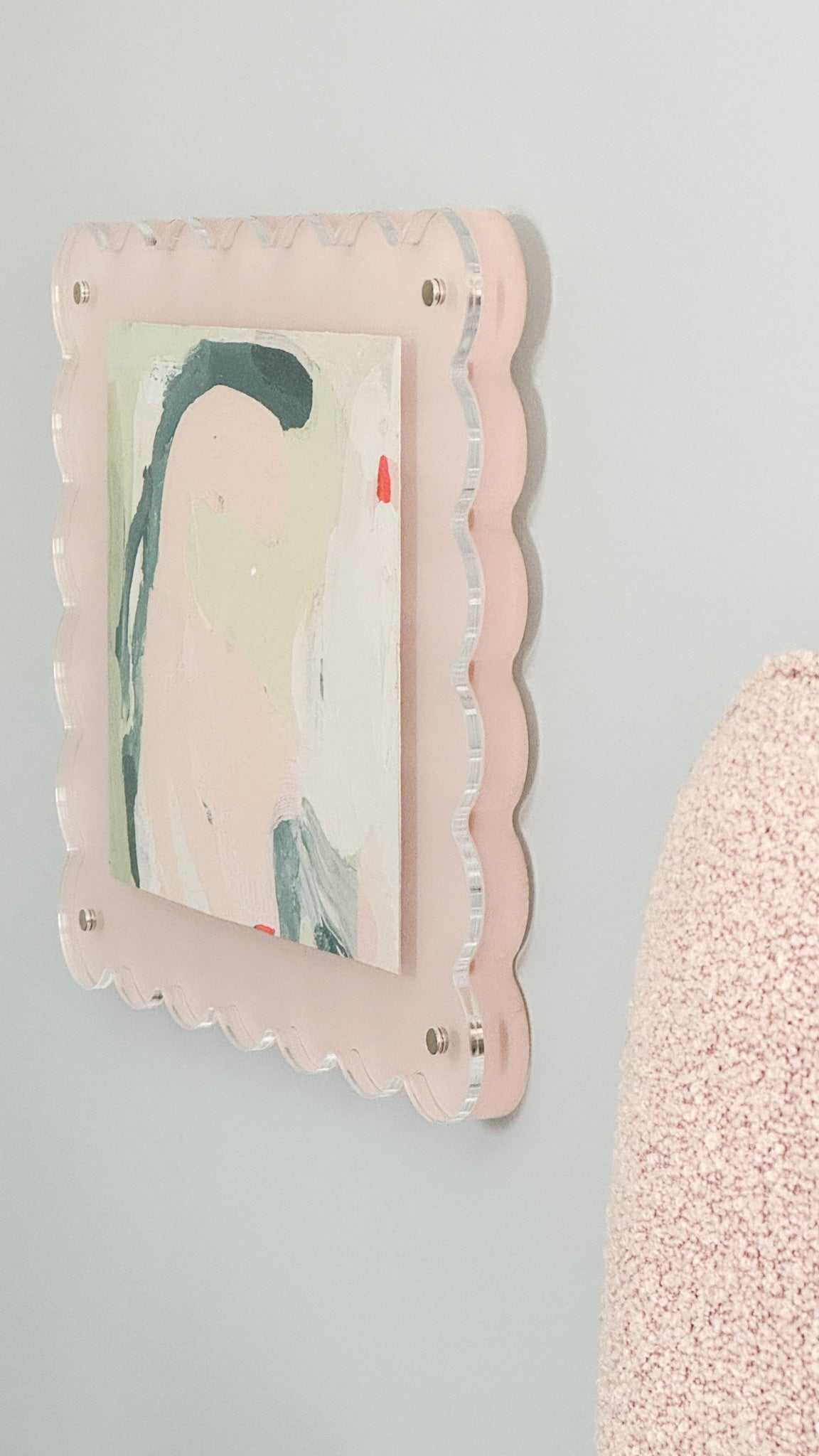 norsu STUDIO scalloped magnetic photo frame in blush pink for 8x10 photos with gallery-style depth and secure closure