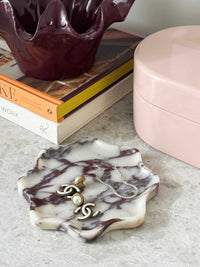 norsu STUDIO Duality Collection Viola marble wavy round tray with purple veining