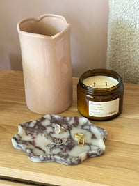 norsu STUDIO Viola marble wavy oval tray with purple veining from Duality collection