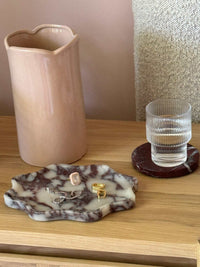 norsu STUDIO Duality Collection Viola marble wavy oval tray with purple veining