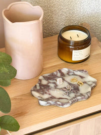 norsu STUDIO Viola marble wavy oval tray with purple veining for elegant home styling