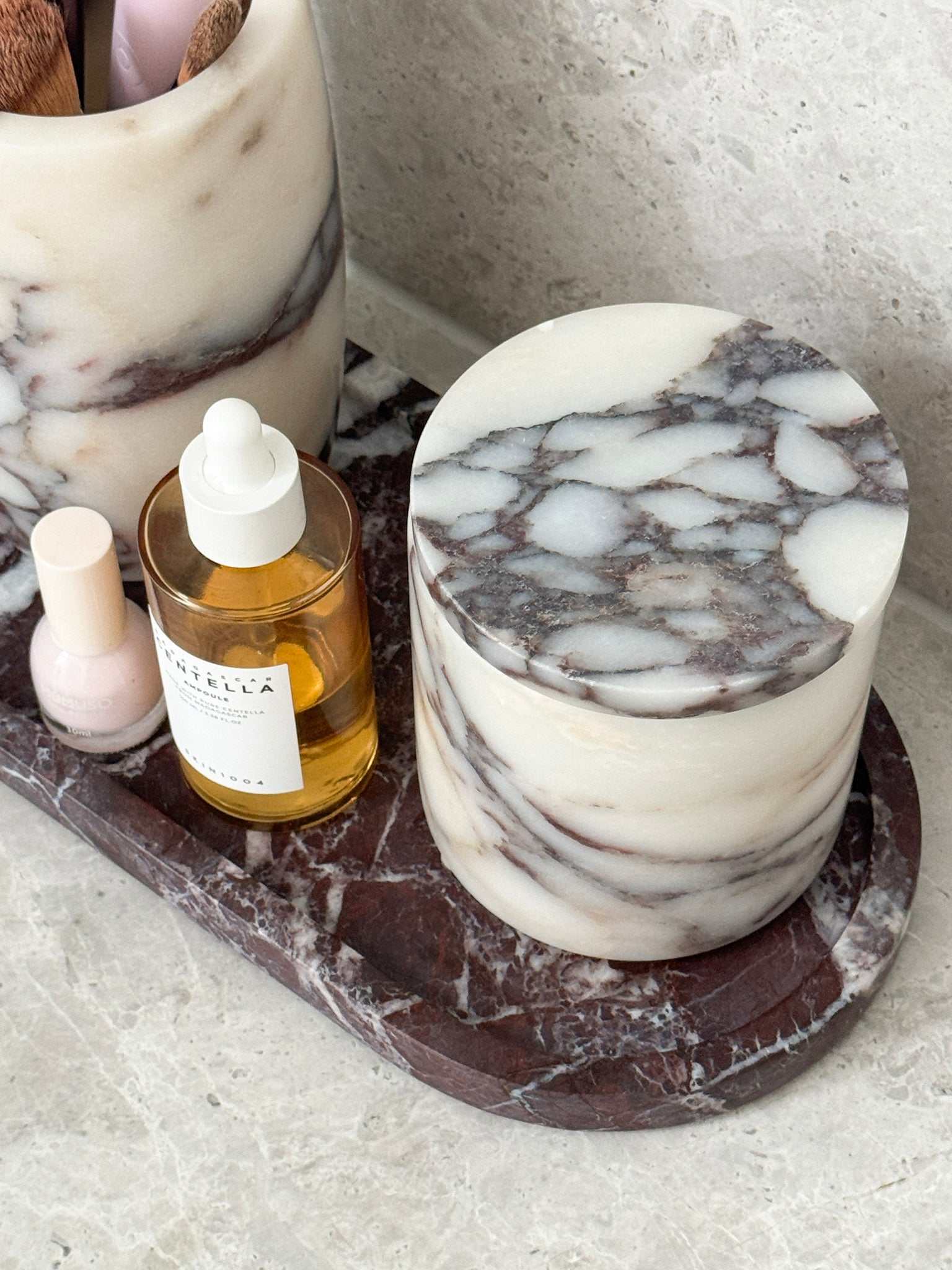 norsu STUDIO Viola Marble Jar with purple veining from Duality Collection for versatile home storage