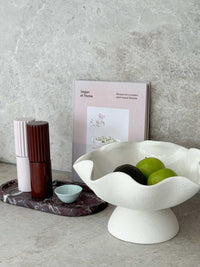 norsu STUDIO Duality Collection Oval Tray in Rosso Levanto marble with burgundy veining and polished finish