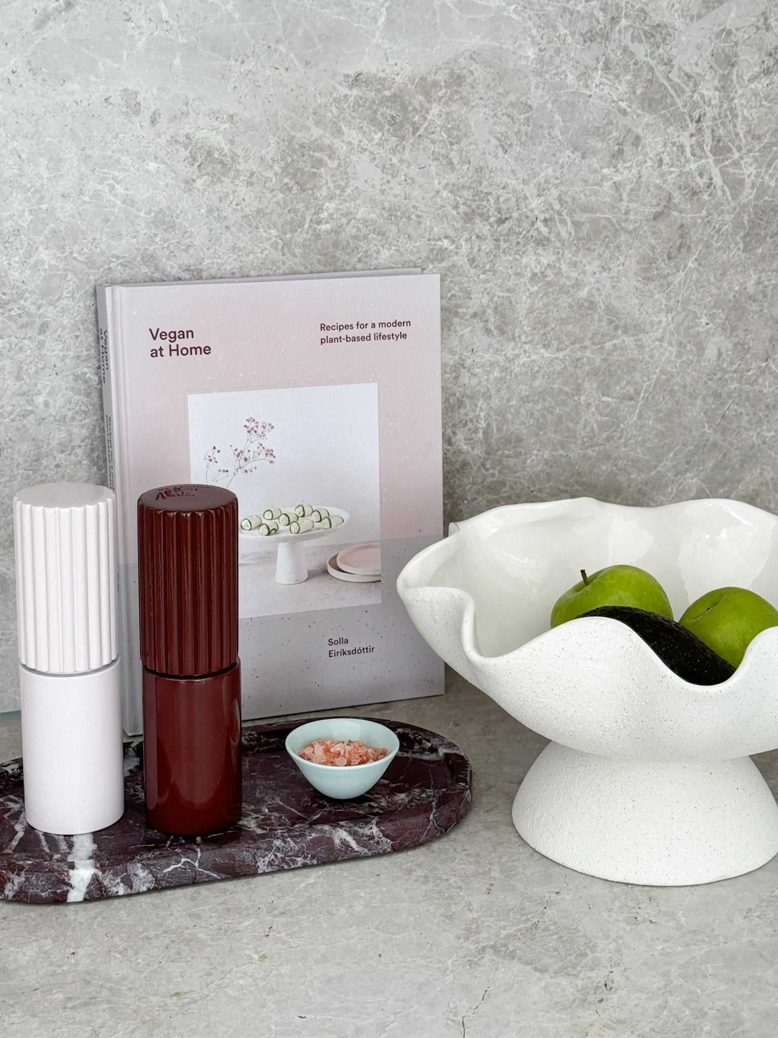 Ripple White Pedestal Bowl ceramic fruit bowl with glossy interior and textured exterior