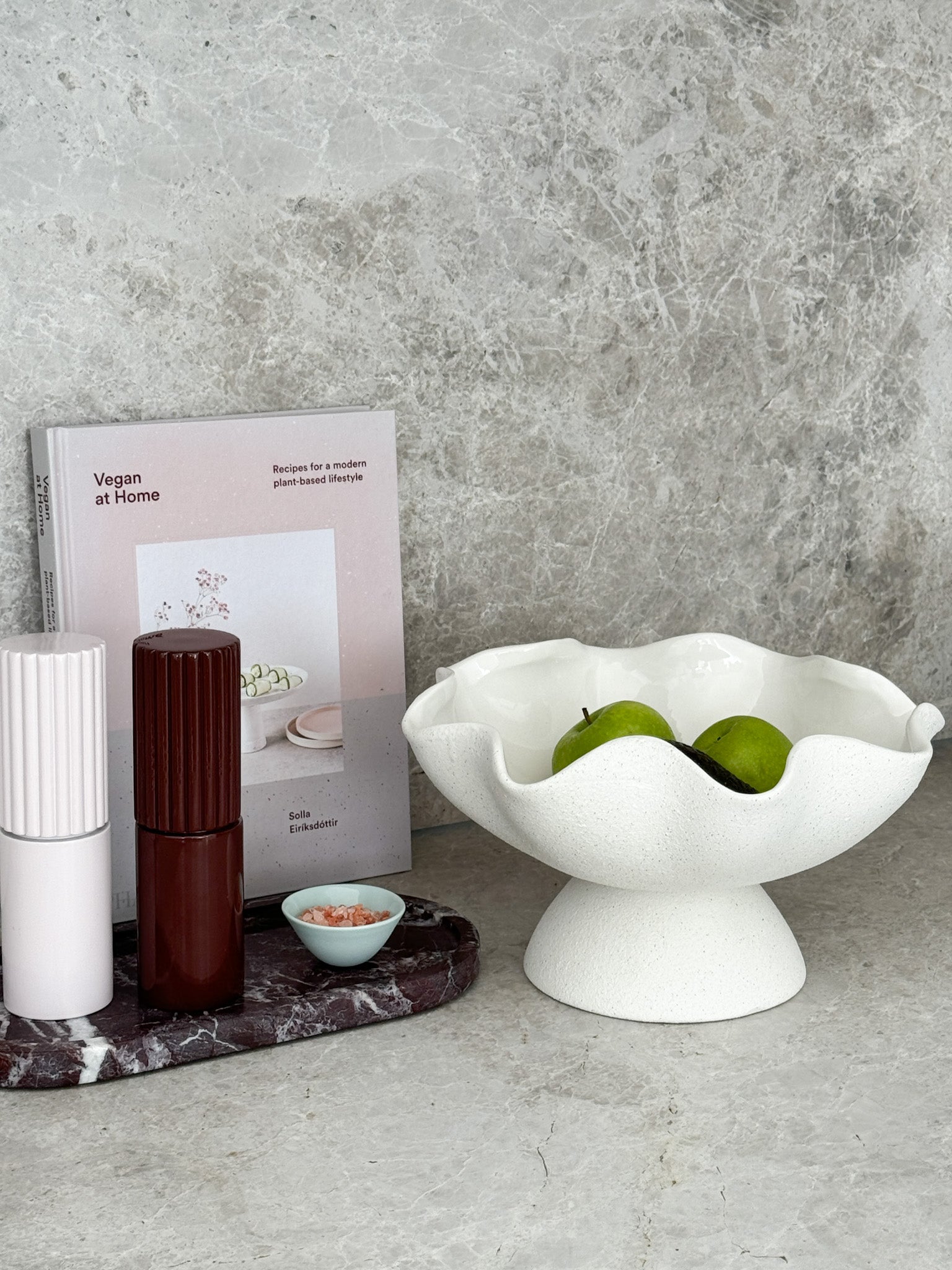 norsu Studio Salt & Pepper Grinders in Merlot rubber wood with ceramic core and gloss lacquer finish