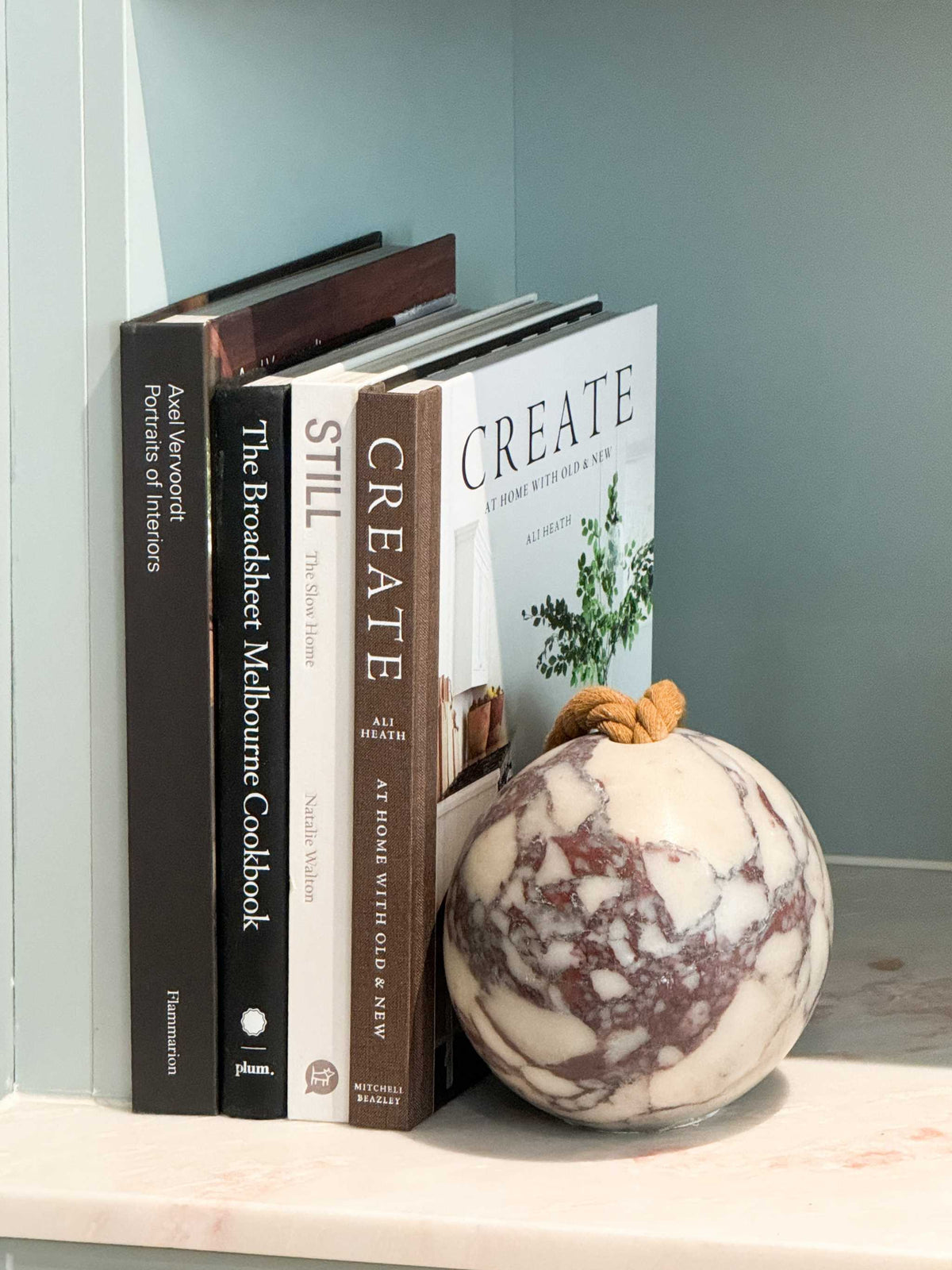 norsu Studio Viola Marble Door Stop with adjustable cotton strap and unique purple cream veining