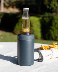 Beysis Drinks Cooler navy stainless steel can and bottle cooler with built-in bottle opener keeping drinks cold outdoors