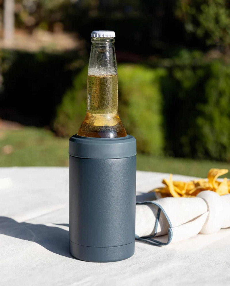 Beysis Drinks Cooler navy stainless steel can and bottle cooler with built-in bottle opener keeping drinks cold outdoors