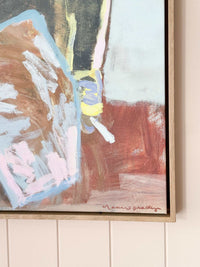 Oak framed Marcia Priestley 'Chaps II' signed canvas print 61x80cm with abstract nature-inspired art