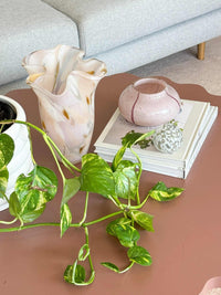 GlobeWest Boden Stripe Lilac handblown glass bud vase with delicate stripes, indoor decorative piece