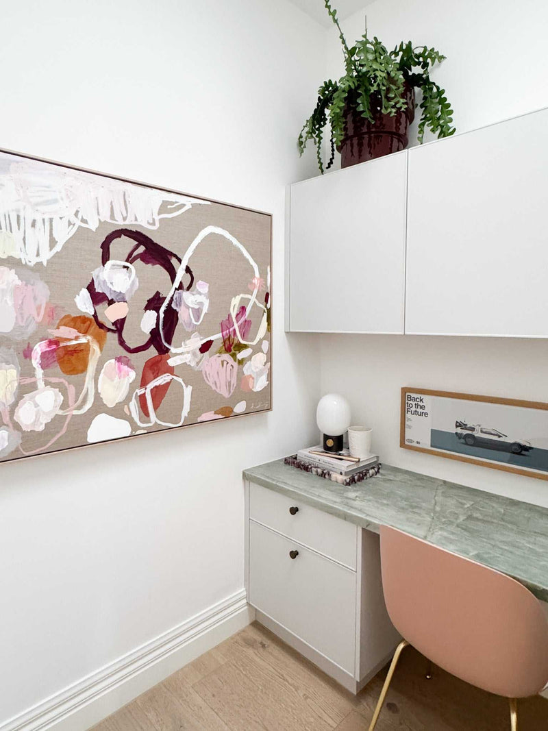 Rebecca Koerting Stories of You limited edition abstract canvas print 90x120cm with vibrant colors and mirrored edging