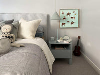 Lottie Rae Fine Art canvas print Gangstas' Paradise 50x50cm framed in oak displayed in modern bedroom