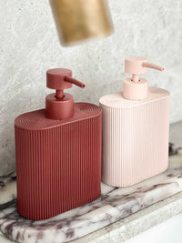 Rosie Sid Resin Dispenser in russet with ridged grip for kitchen and bathroom use