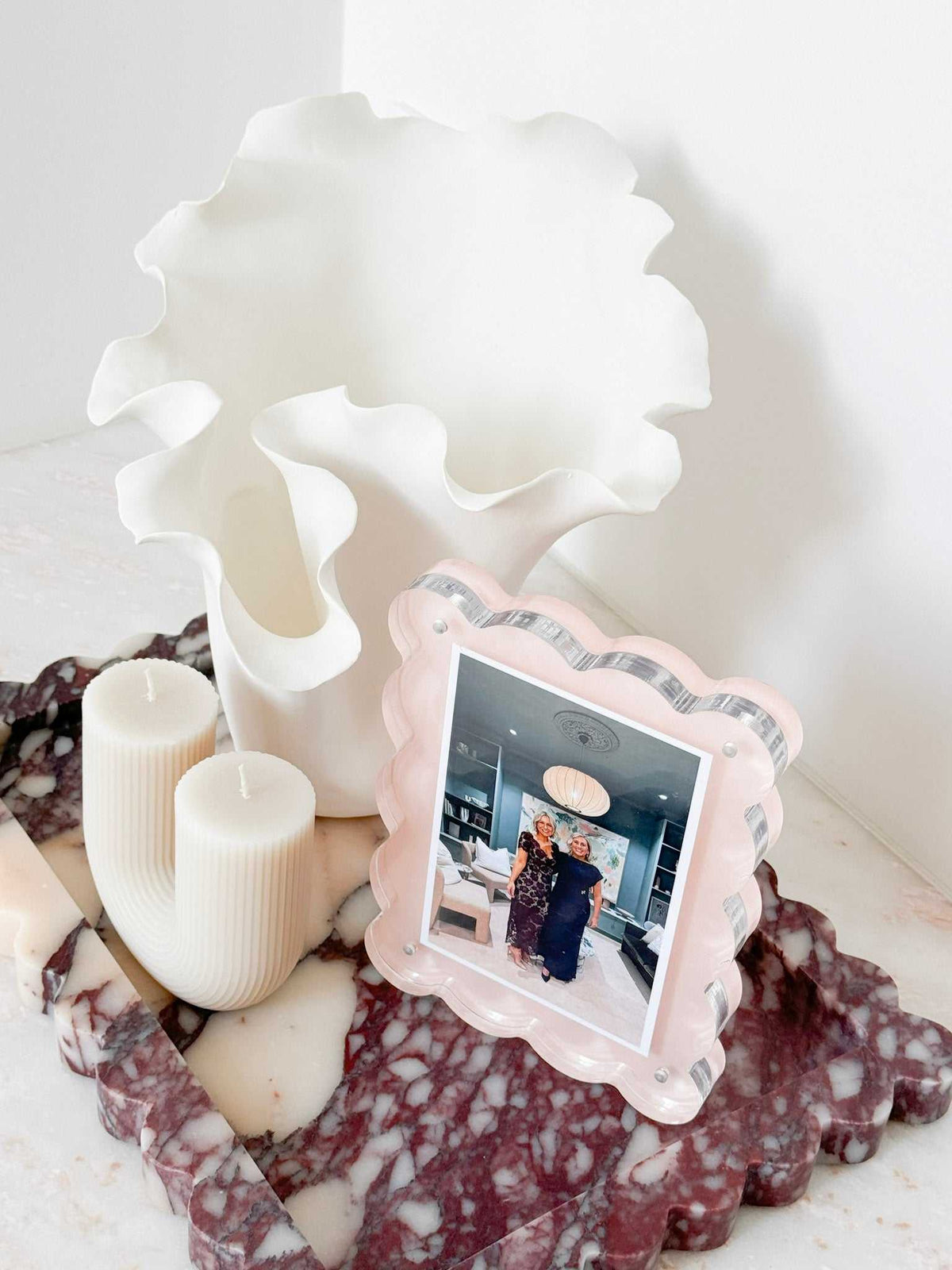 White Megan Decorative Vase 27cm handmade ceramic with organic sculptural design