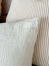 L&M Home Cushions L&M Ava Pure Linen Cushion, Chalk, 55 x 55cm
