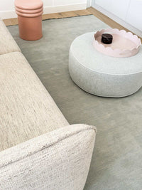 Baya Sandringham Floor Rug in Powder Blue with handknotted 100% wool and delicate fringing exclusively from Norsu