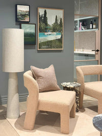 Maggie Fibreglass Floor Lamp with natural linen shade for modern interiors