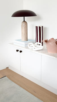 norsu Studio Flow sculptural blush ceramic bowl with organic ruffled edge and glossy finish