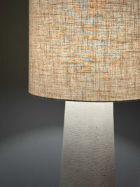 Maggie Fibreglass Floor Lamp with natural linen shade in contemporary design for modern interiors