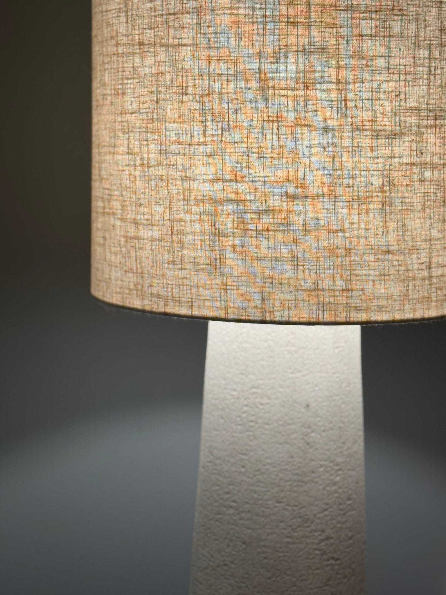 Maggie Fibreglass Floor Lamp with natural linen shade in contemporary design for modern interiors