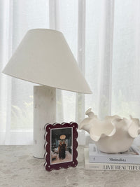 norsu Studio Scalloped Magnetic Photo Frame in merlot with scalloped edges and magnetic closure for 6x4 and 5x7 photos