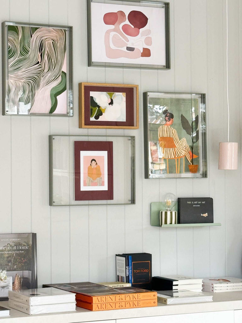 I Heart Fashion digital downloadable art print styled on a modern gallery wall with books and decor