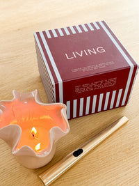 norsu Studio Flow sculptural ceramic scented candle in blush with Alhambra fragrance and ruffled edge design