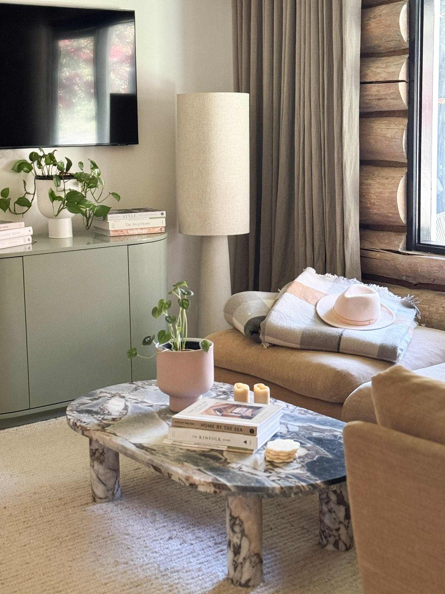 Maggie Fibreglass Floor Lamp with natural linen shade and contemporary design for modern interiors