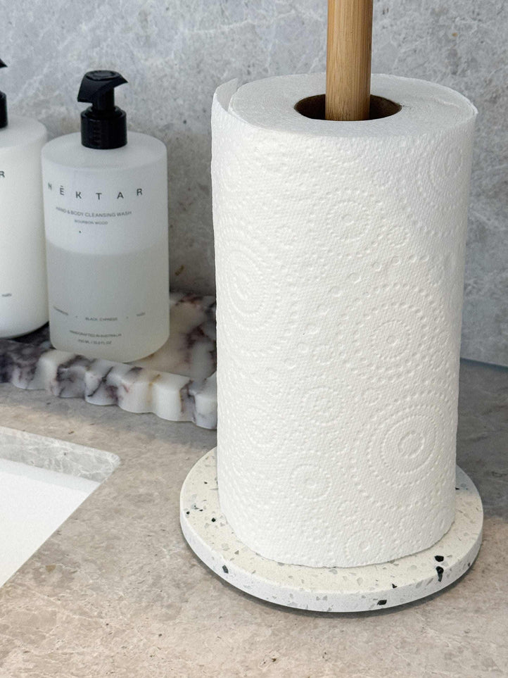 Norsu Interiors Paper Towel Holder Shelley Paper Towel Holder, Terrazzo Base