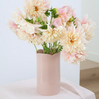 norsu Studio Flow blush ceramic vase with scalloped rim and glossy finish