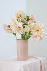 norsu Studio Flow blush ceramic vase with scalloped rim and muted glaze
