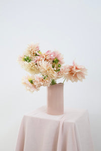 norsu Studio Flow blush ceramic vase with scalloped rim and muted glaze