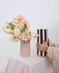 norsu Studio Petal Ceramic Vase in muted blush with scalloped rim and sculptural design