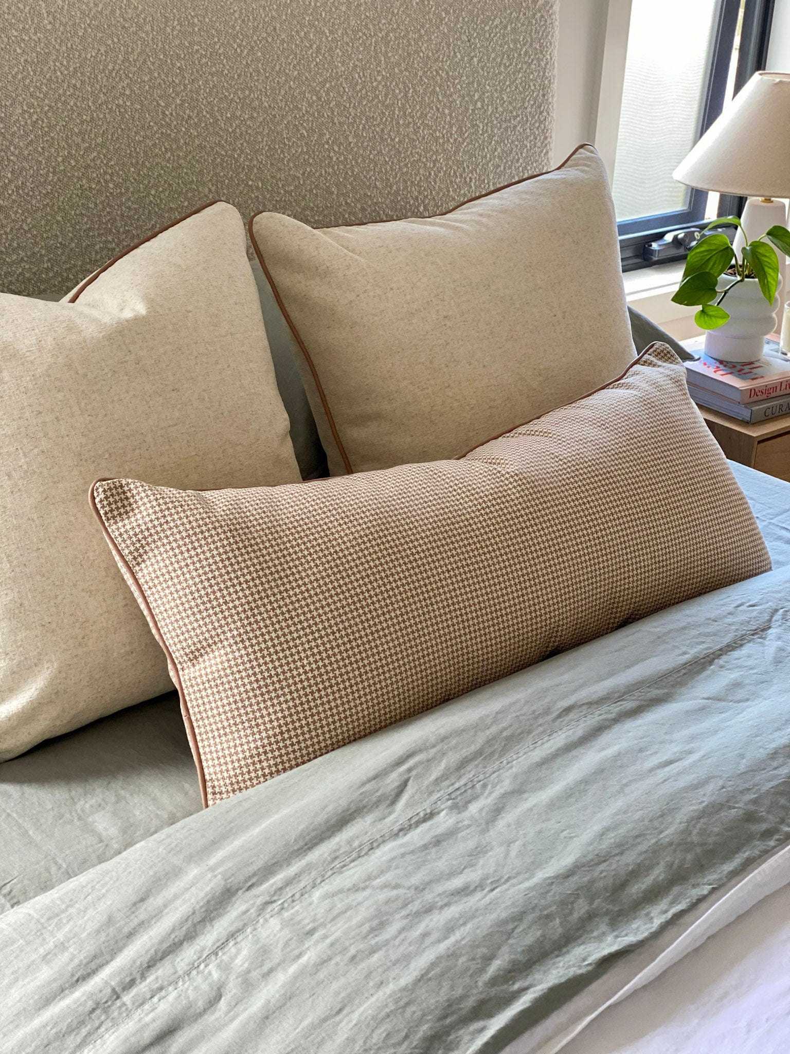 norsuSTUDIO Cushions norsu STUDIO - Forma Collection - Eden Lumbar Cushion, Honey Houndstooth 90 x 40cm