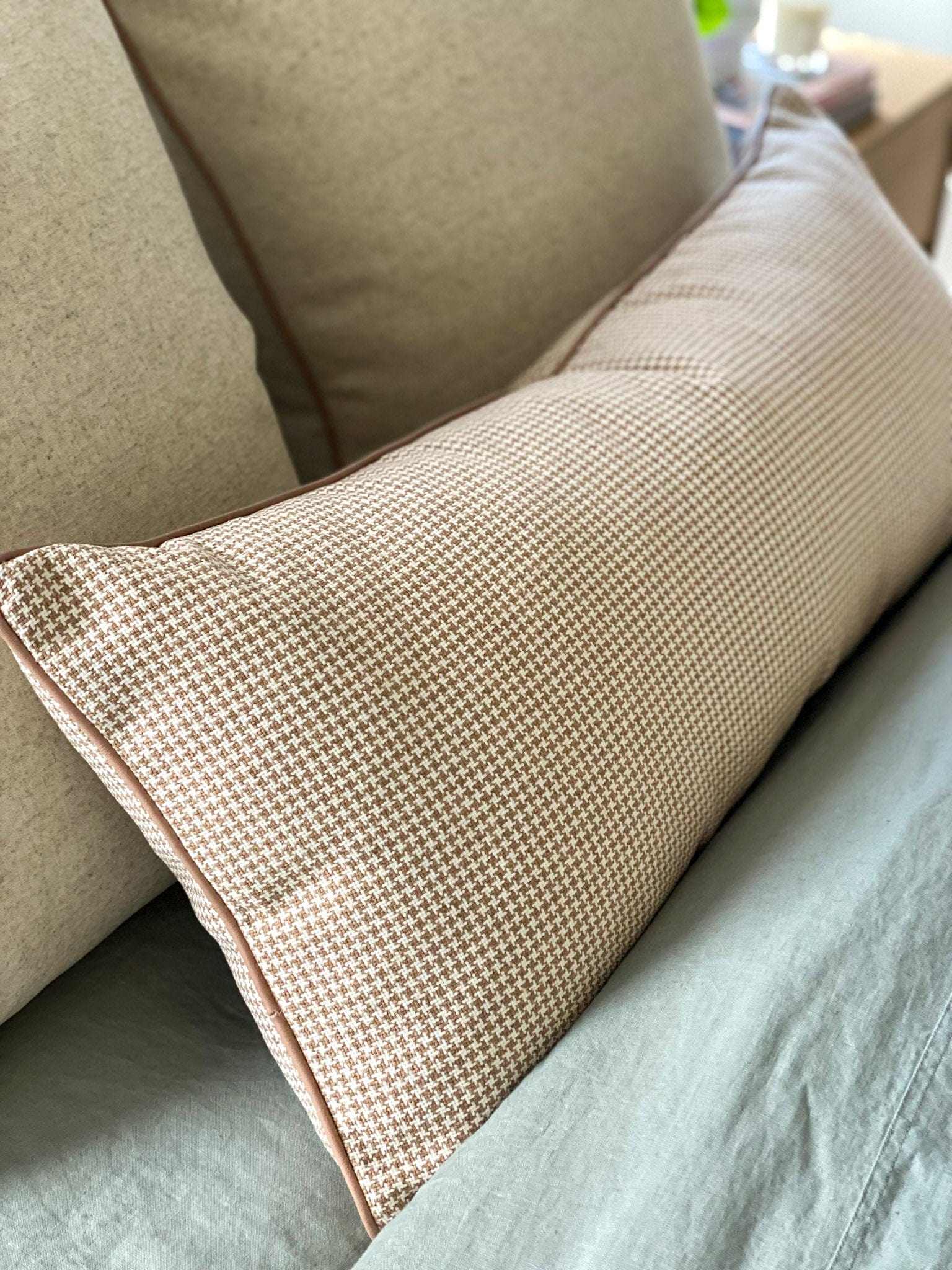 norsuSTUDIO Cushions norsu STUDIO - Forma Collection - Eden Lumbar Cushion, Honey Houndstooth 90 x 40cm