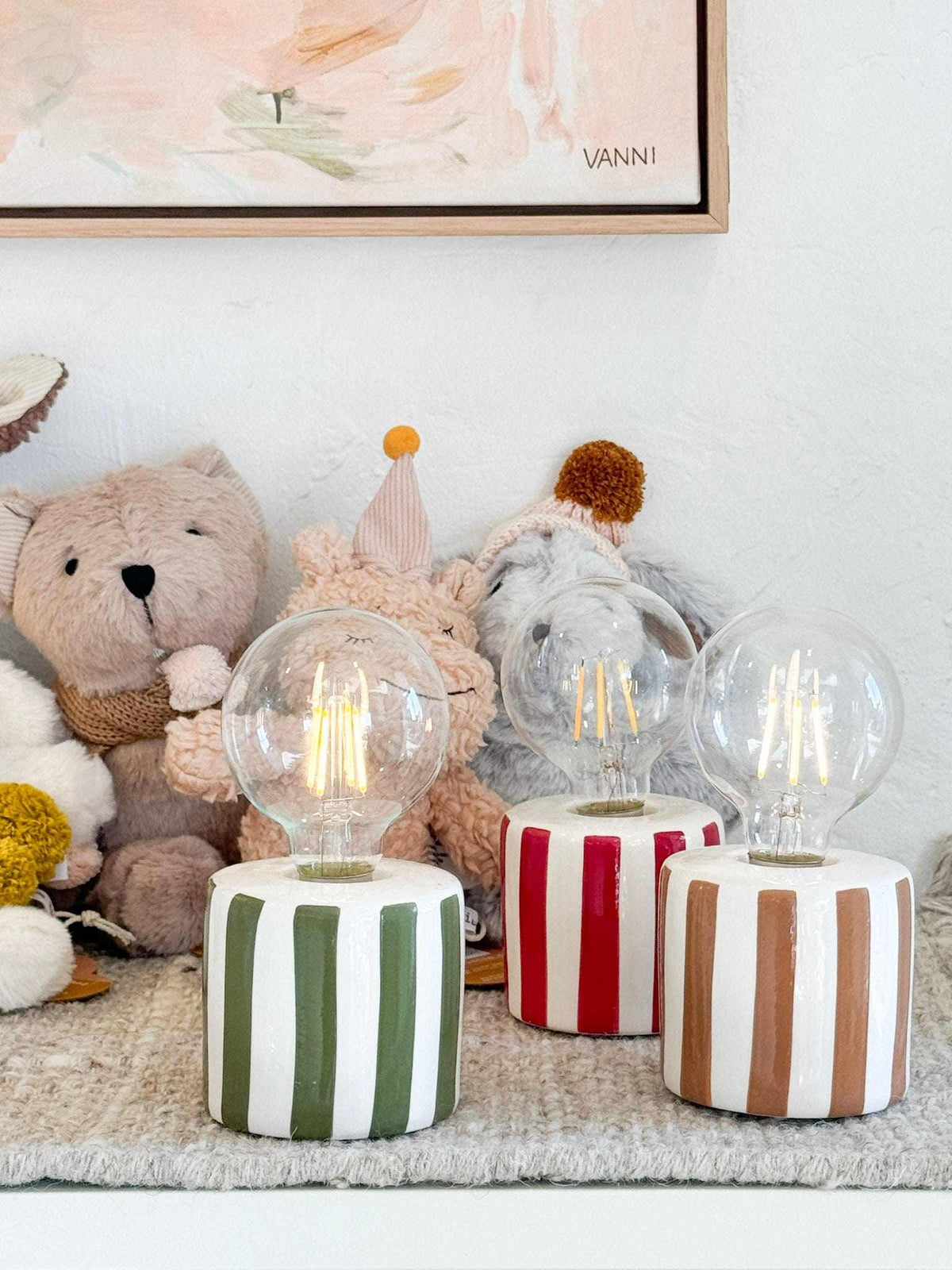 Object Paris Lamps Objet Paris Battery Operated Lamp - Khaki Striped