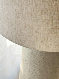 Maggie Fibreglass Floor Lamp with natural linen shade in contemporary style for modern interiors