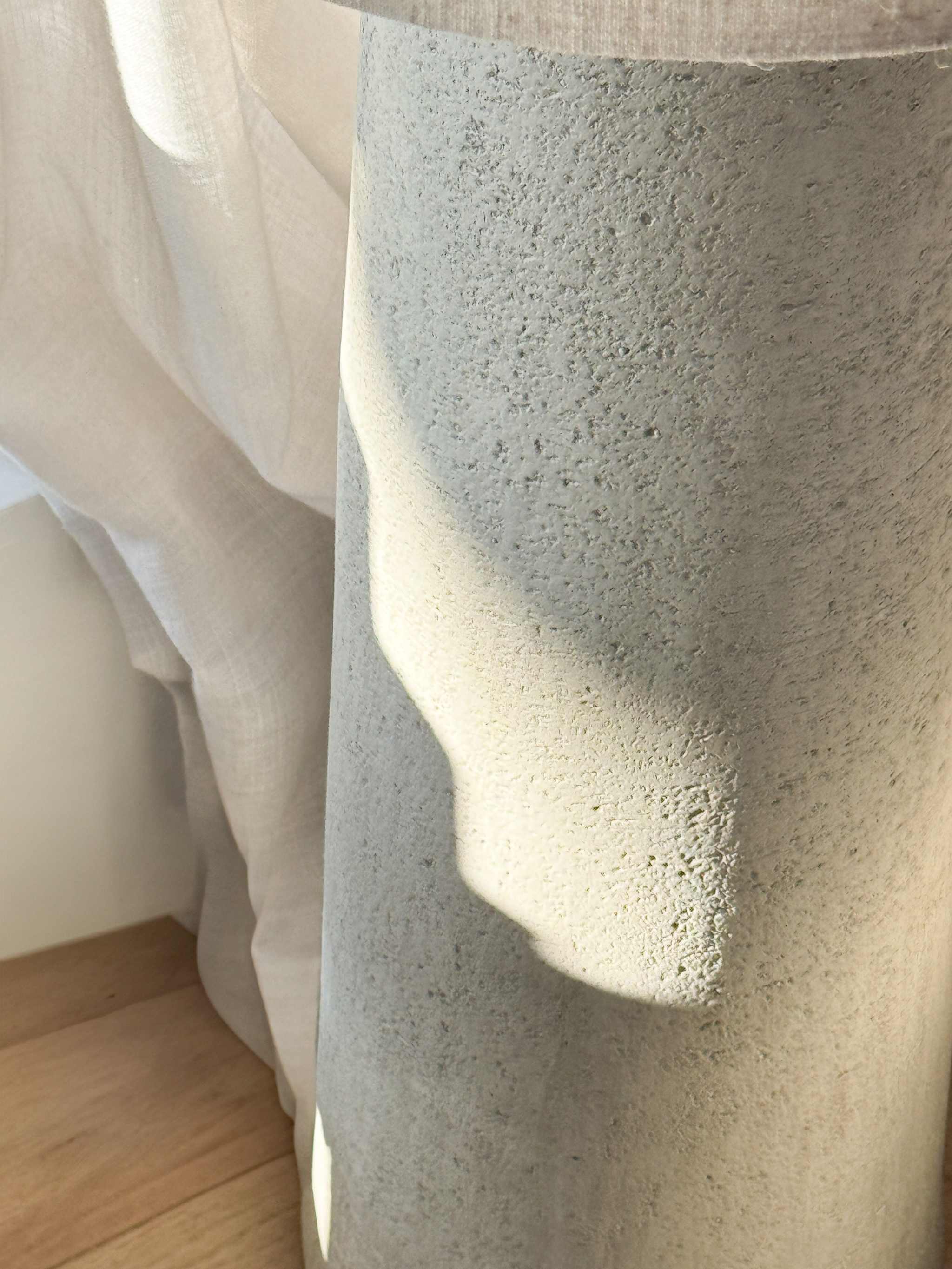 Maggie Fibreglass Floor Lamp with natural linen shade in contemporary design